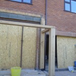 hand crafted oak extension - wood supports in place